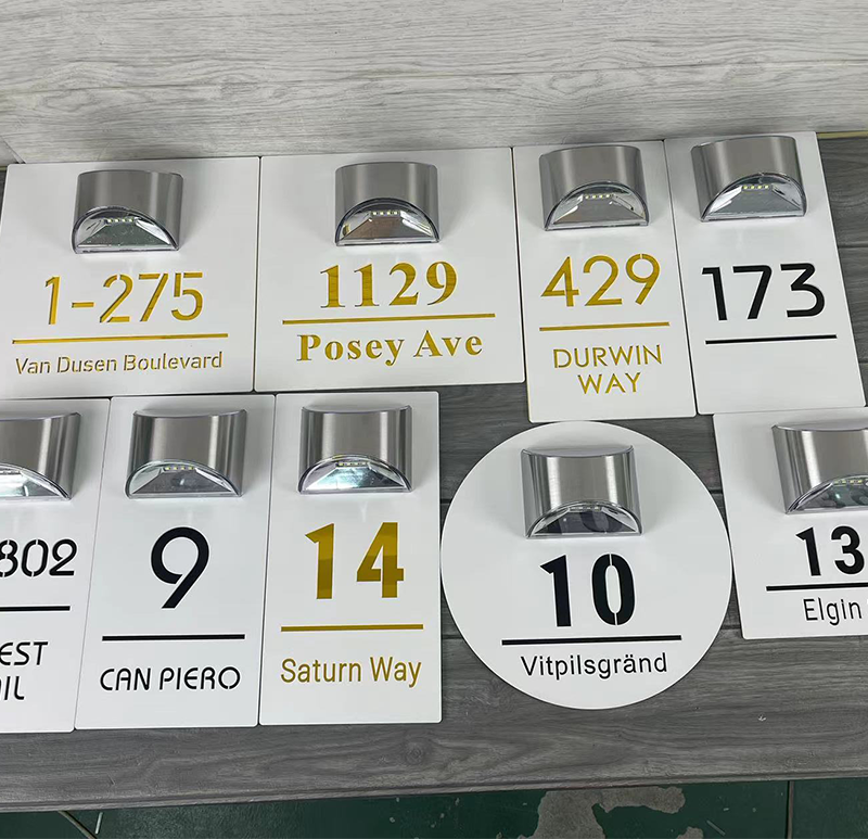 House Sign With Solar Light Door Number