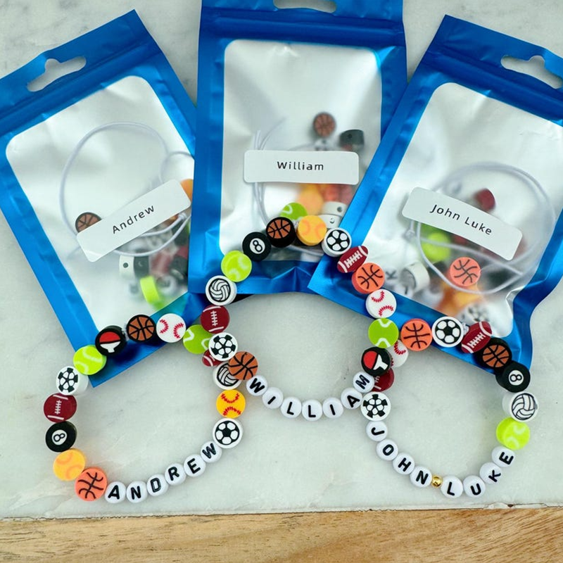 Sports party gifts, custom bracelets