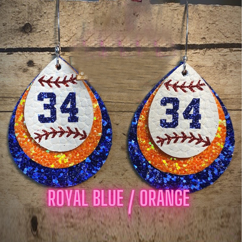 Custom Triple Layer Baseball Jersey Number Earrings
