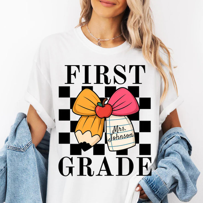 Custom First Grade Teacher Shirt, Comfort Colors 1st Grade Teacher Name Shirt