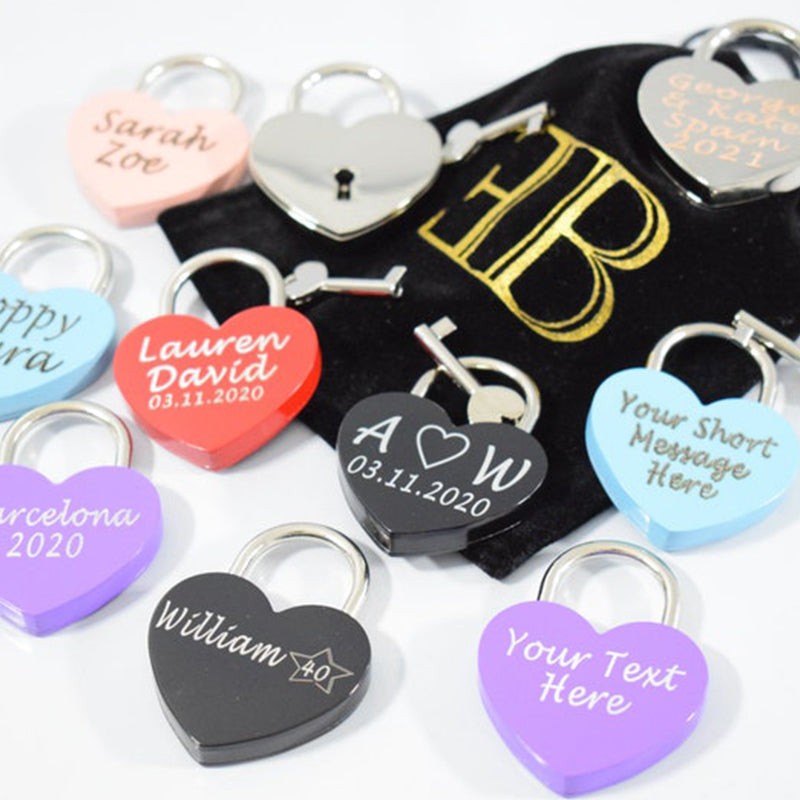 Boyfriend Gift Love Lock Engraved Fathers mothers day Padlock wedding engagement anniversary bridge gift Personalised Key included Eternal