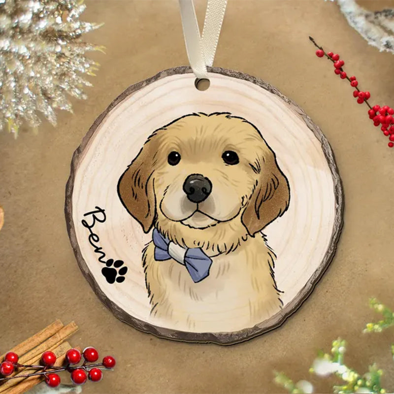 Pet Portrait Ornament, Custom Pet Ornament, Personalized Dog Ornament