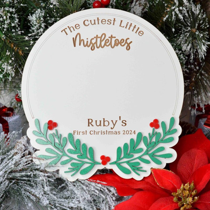 Baby Footprint Mistletoes Christmas Sign DIY Baby's First Christmas