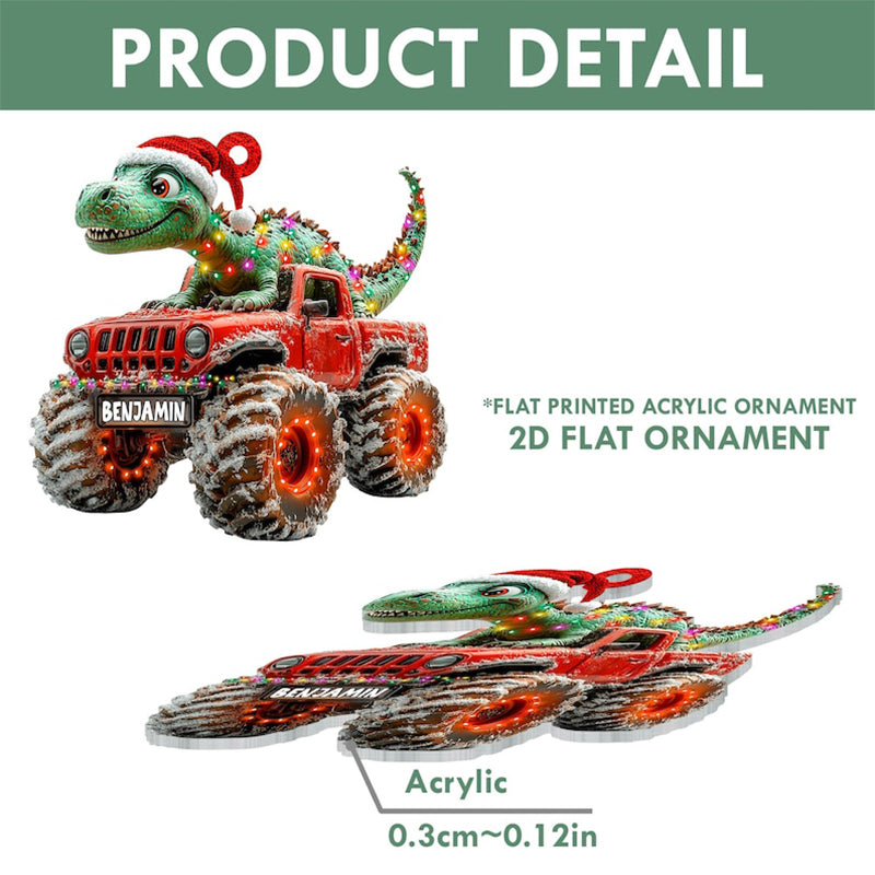 Custom Dinosaur Christmas Ornament, Monster Truck Ornament