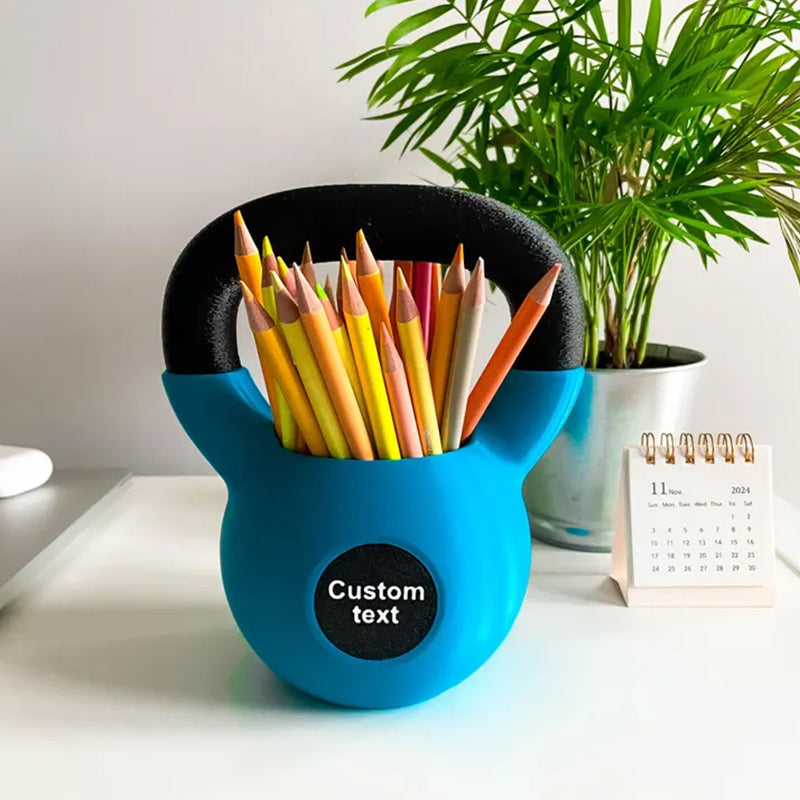 Personalized Text Kettlebell Pencil Holder