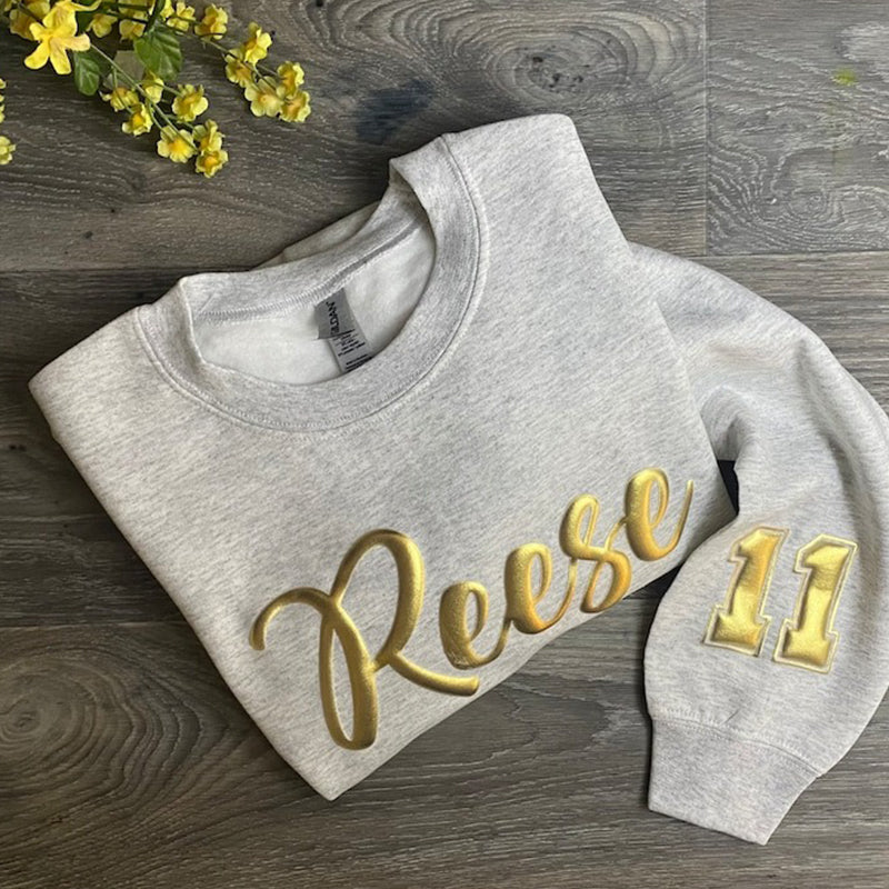 CUSTOM Team Sweatshirt, embossed puff, Custom Team Name Sweatshirt