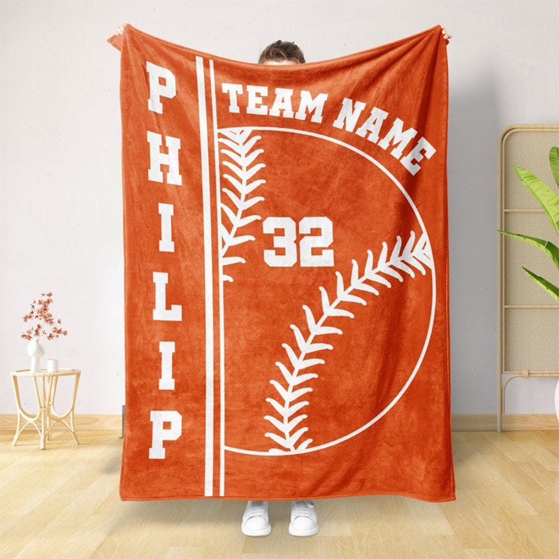 Personalized Baseball Team Blanket: Custom Name & Number