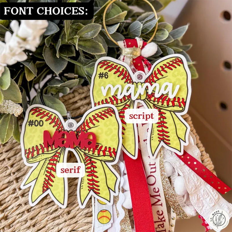 Softball Baseball Bogg Bag Tag, Softball Mom Bag Tassel and Charm