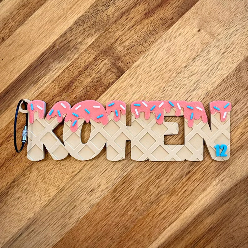 Ice Cream Drip Personalized Name Bag Tag – Backpack or Sports Bag Tag