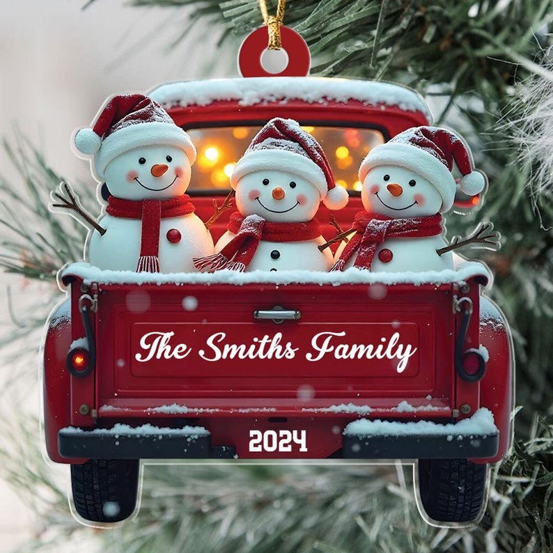 Personalized Snowman Family Christmas Ornament