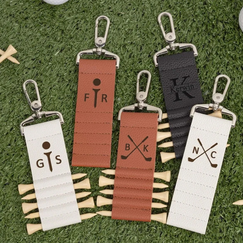 Golf Bag Tag Personalized Golf Tees,Leather Golf Tee Holder