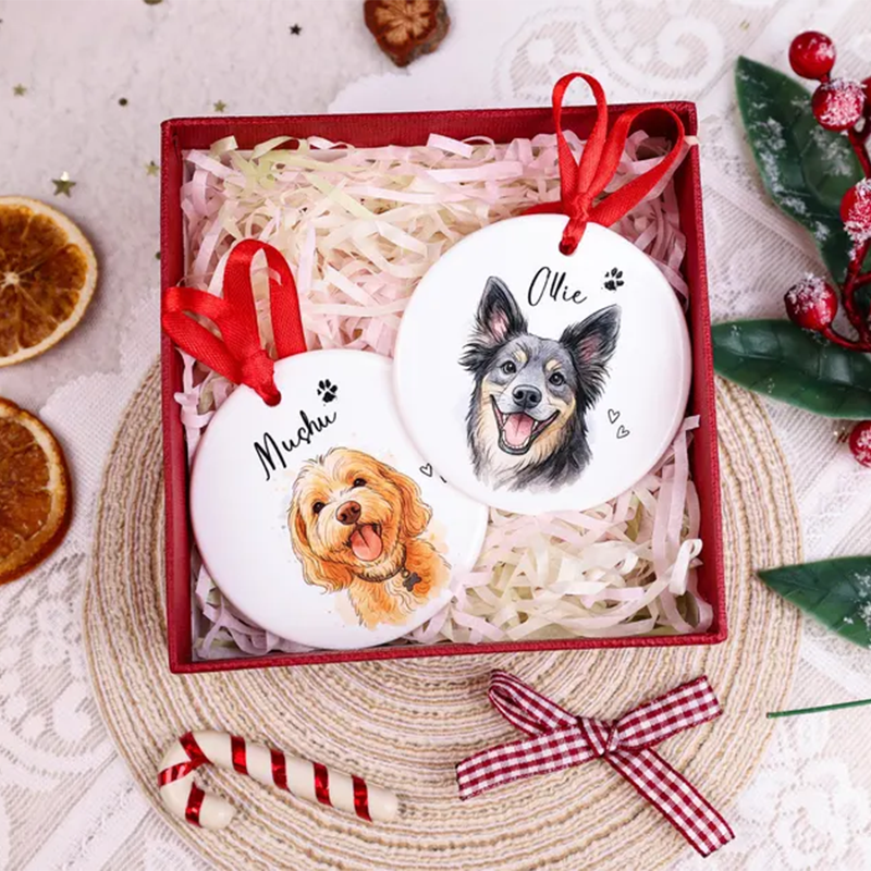 Personalized Watercolor Pet Photo Ornament: Custom Memorial Keepsake