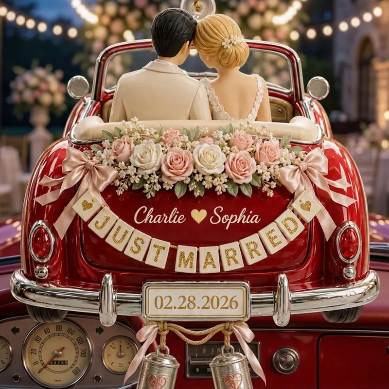 Personalized Just Married Wedding Car Ornament