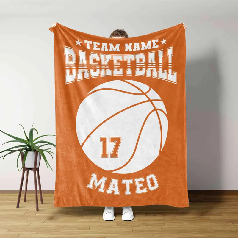 Personalized Basketball Blanket, Basketball Gift For Team