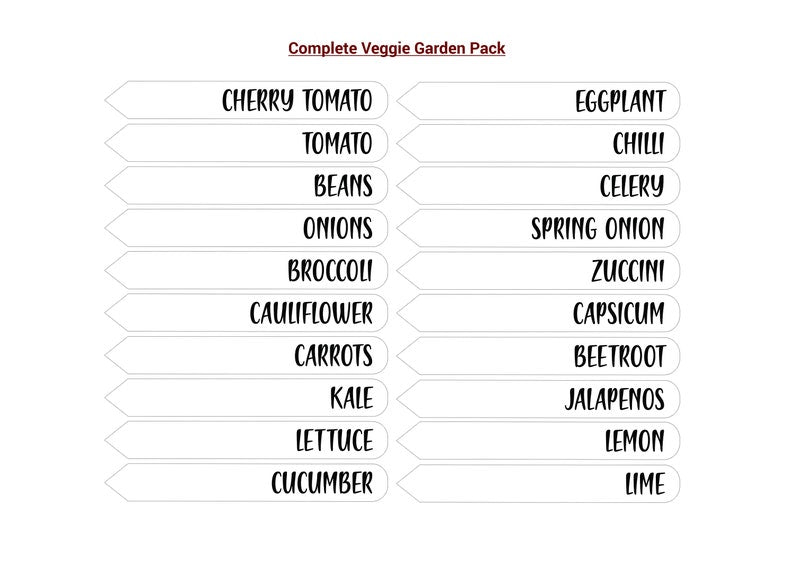 Laser Engraved Clear Veggie/Herb Garden Tags Packs