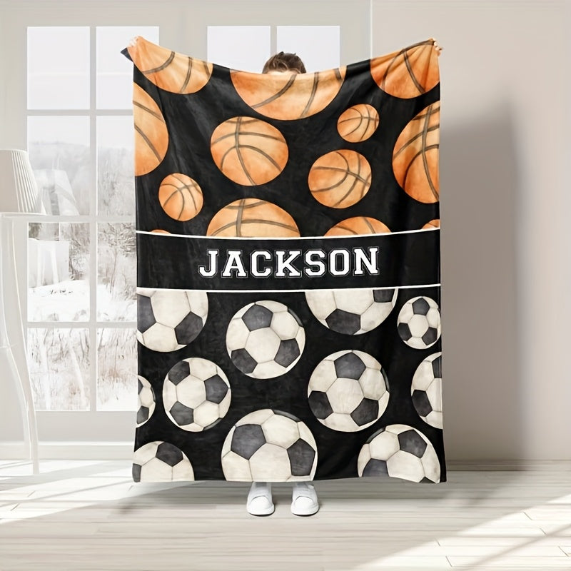 Customized Sports Ball Patterned Flannel Blanket