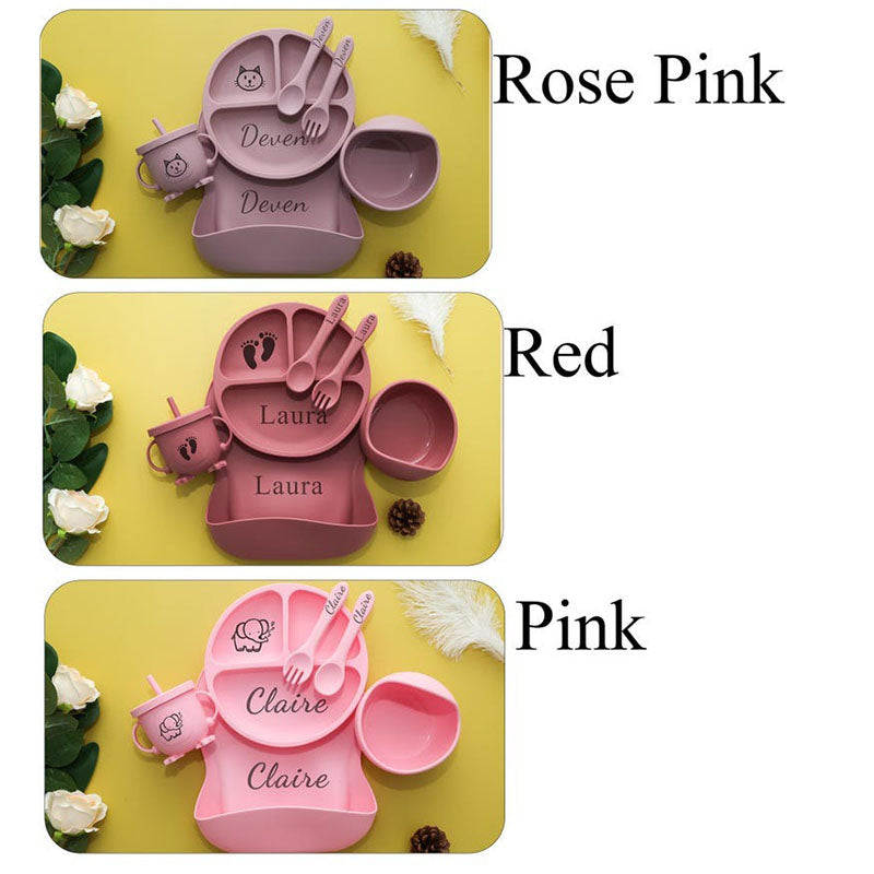 Personalized Silicone Baby Weaning Set | Engraved Silicone Bib