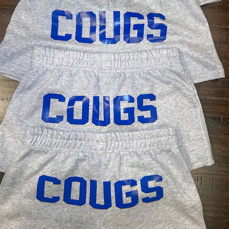 Custom college motto phrase gameday sweat shorts