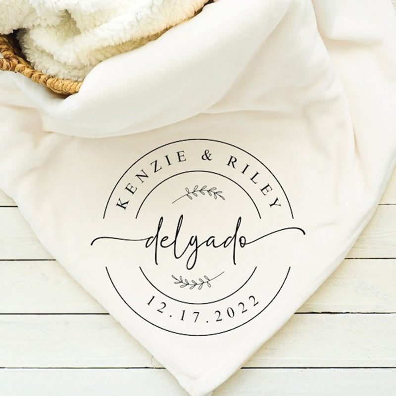 Personalized White Fleece Throw Blanket Unique Wedding Gift for Couple