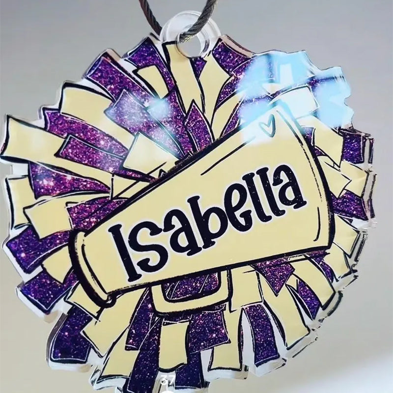 Personalized Pom Pom Bag Tag - Custom Name Tag for Backpacks