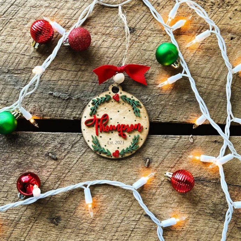 Personalized Farmhouse Family Name Christmas Ornament