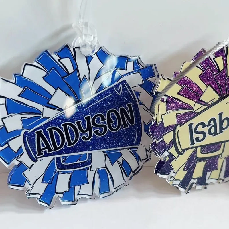 Personalized Pom Pom Bag Tag - Custom Name Tag for Backpacks