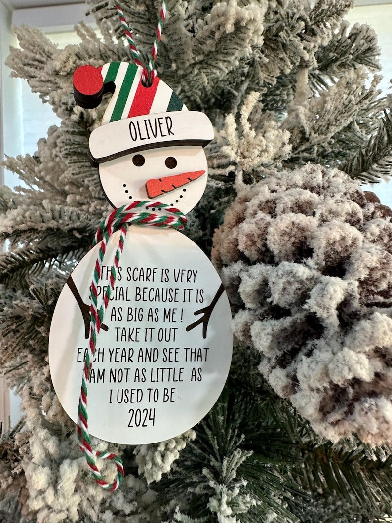 Personalized Snowman Height Ornament Keepsake