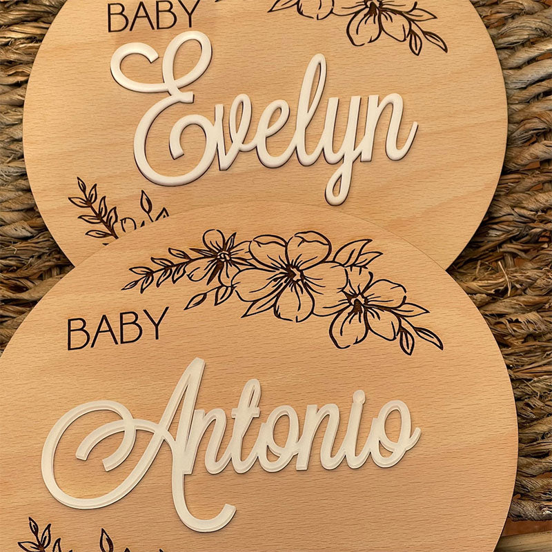 Personalized Baby Name Announcement Sign Custom 3D Baby Birth Sign