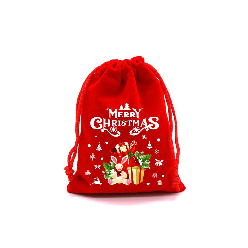 10/20pcs Christmas Drawstring Velvet Bags Red Candy Biscuits Pouch Personalization name