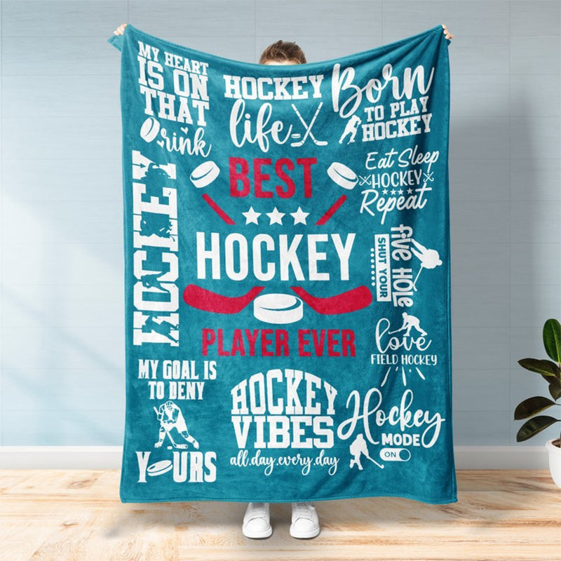 Hockey Blanket - Best Hockey Player Ever Fleece Sherpa Throw