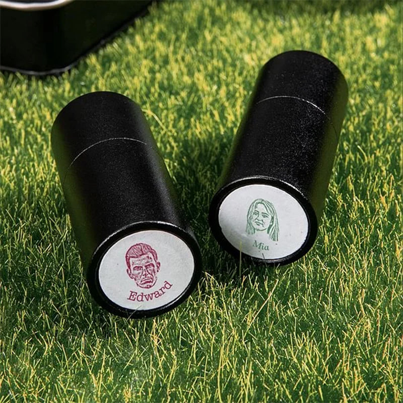 Personalized Character Portrait Photo Golf Ball Self-inking Stamp with Metal Storage Box and Name Birthday Father's Day Gift for Golf