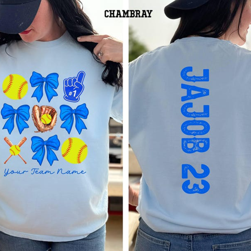 Personalized Softball Gift,Game Day Team Mom T Shirt with Kid Name number