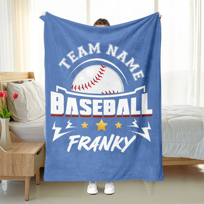 Personalized Baseball Blanket: Custom Name & Team Soft Sherpa Fleece Throw