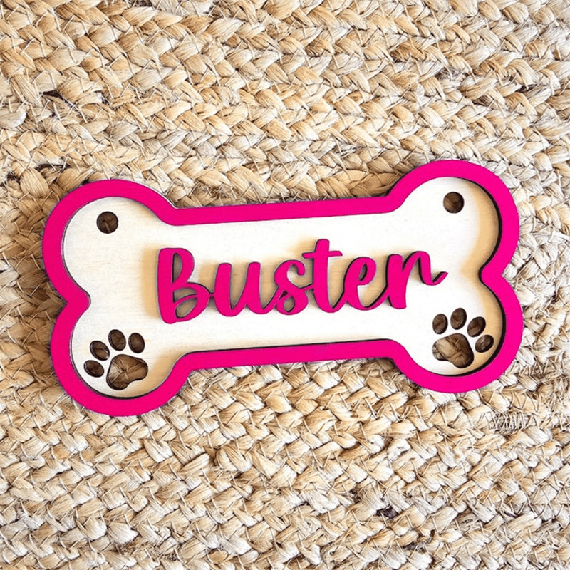 Customizable Dog Bone Sign - Personalized Pet Decor Gift with Paw Prints