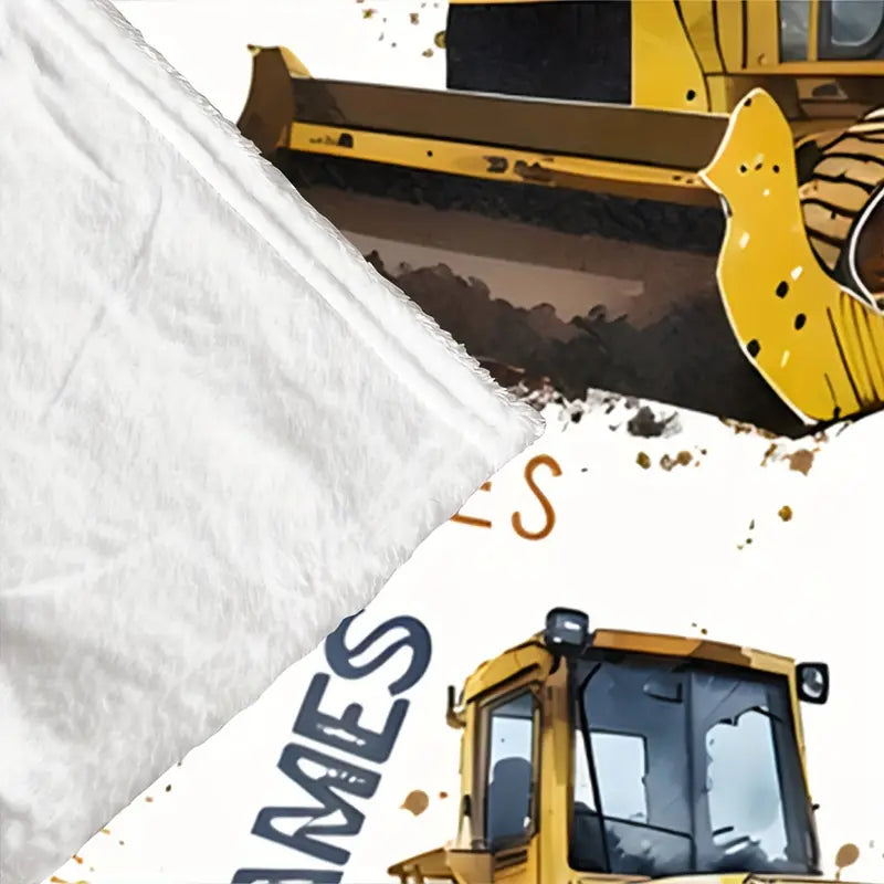 Personalized Fleece Blanket with Cute Excavator