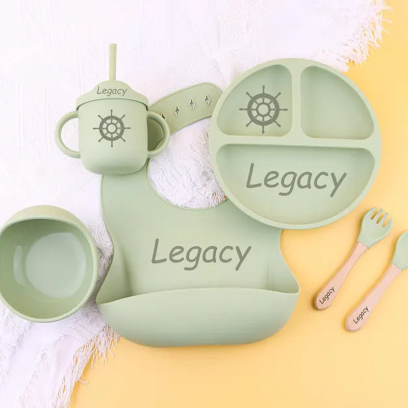 Personalised Silicone Weaning Set,Custom Baby Plate,Cartoon Weaning Set