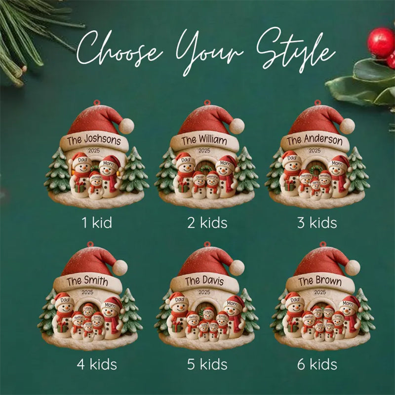 Personalized Snowman Ornament, Acrylic Family Christmas Tree Decor