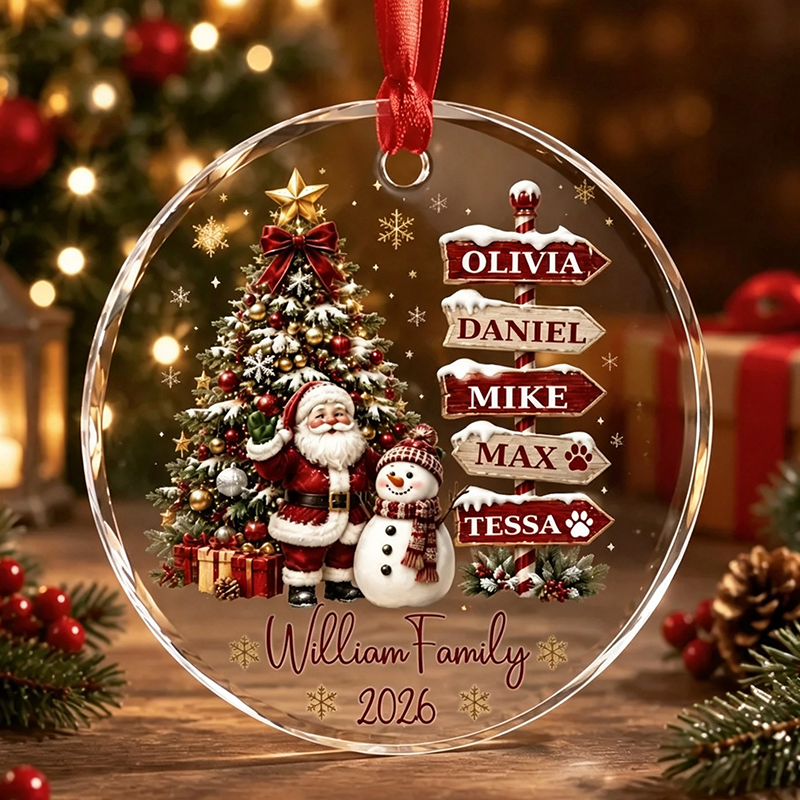 Personalized Family Christmas Ornament , Custom Name Signpost Ornament