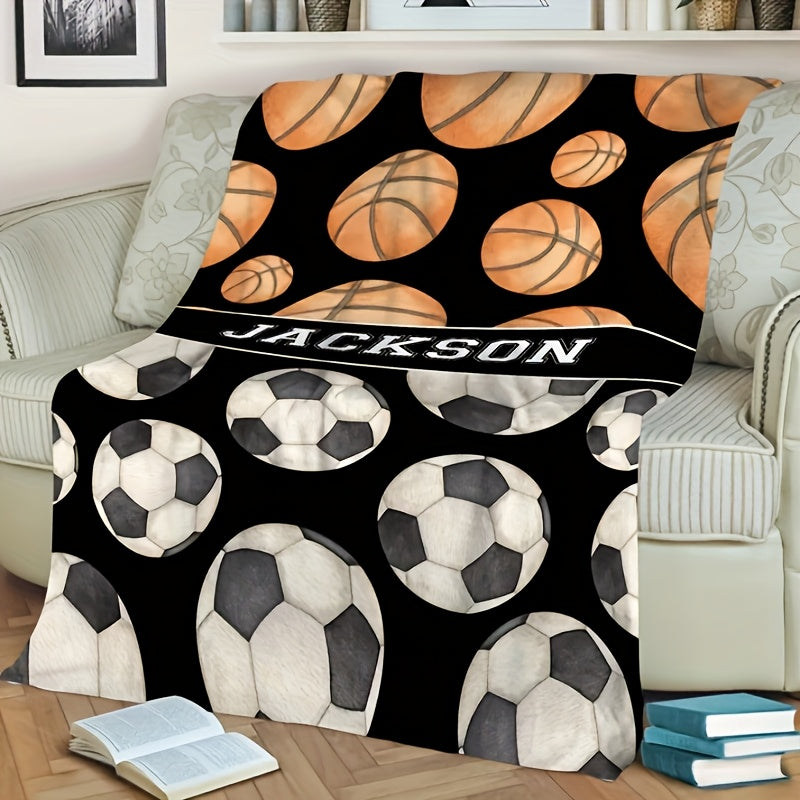 Customized Sports Ball Patterned Flannel Blanket