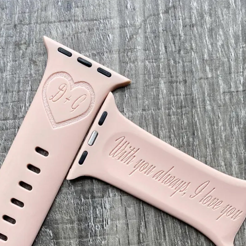 Personalized Apple Watch Band – Custom Engraved Silicone Strap