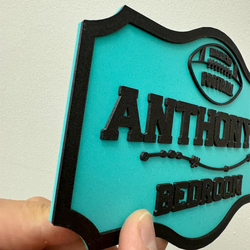 Personalised 3d door sign for a kid's room, dual-colour bedroom door plaque