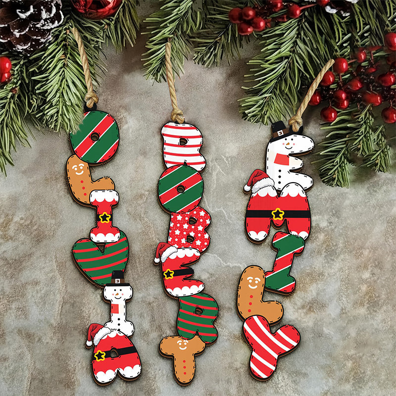 Text Christmas Gingerbread for Man & Snowman Hanging Pendant