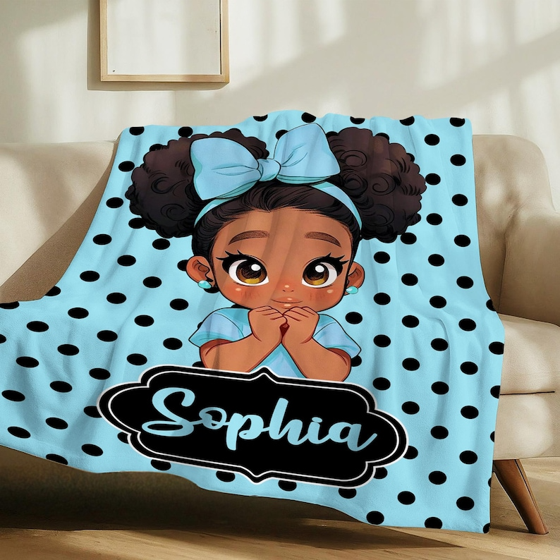 Personalized Afro Girl Fleece Blanket
