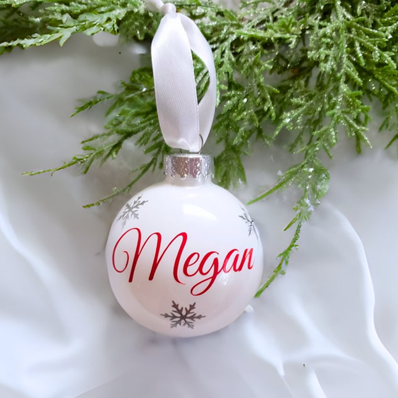 Personalized Christmas Glass Ornaments, Holiday Time