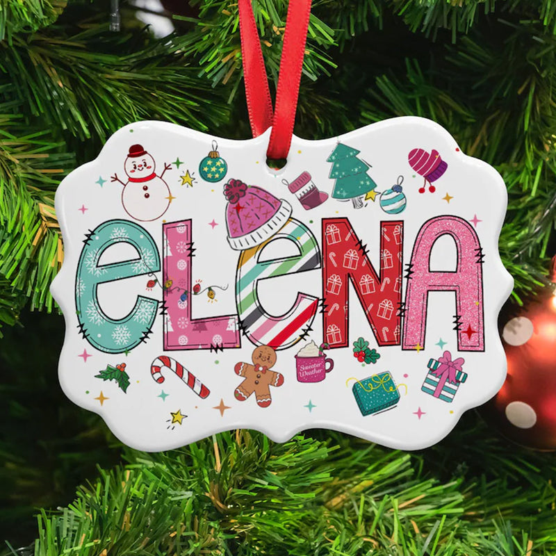 Personalized Christmas Ornaments, Custom Kid Name Ornament