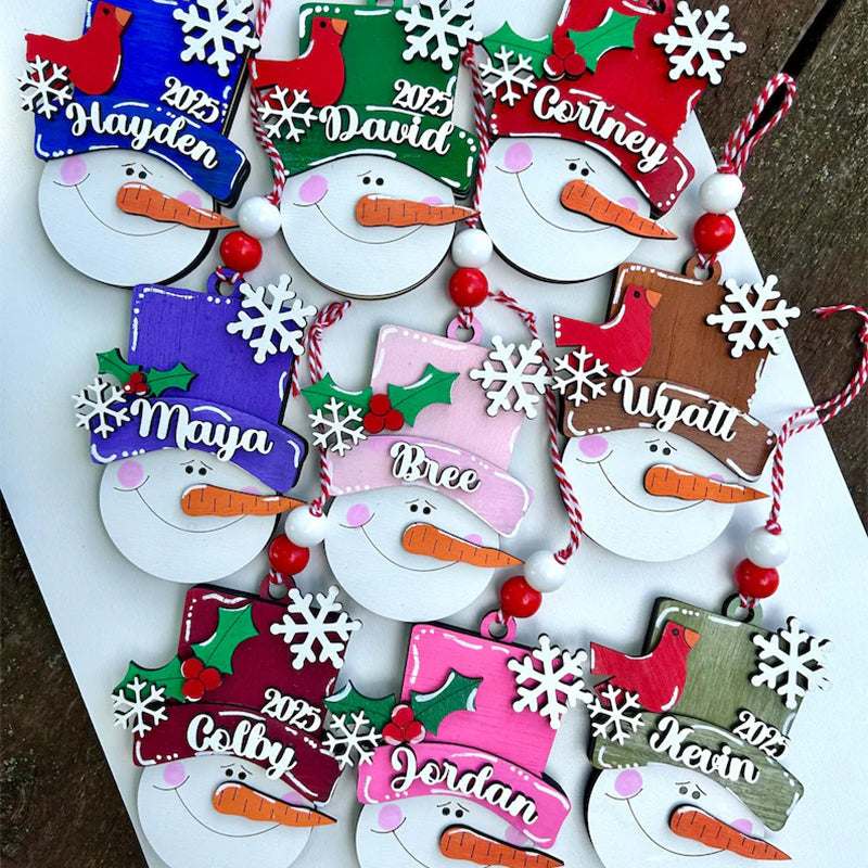 Personalized snowman, kid personalized ornament, Christmas stocking tag