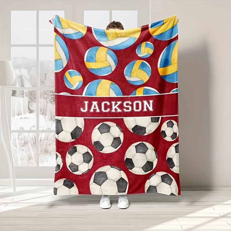 Customized Sports Ball Patterned Flannel Blanket