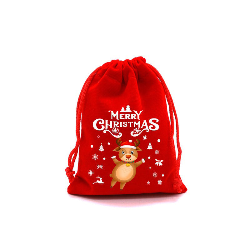 10/20pcs Christmas Drawstring Velvet Bags Red Candy Biscuits Pouch Personalization name