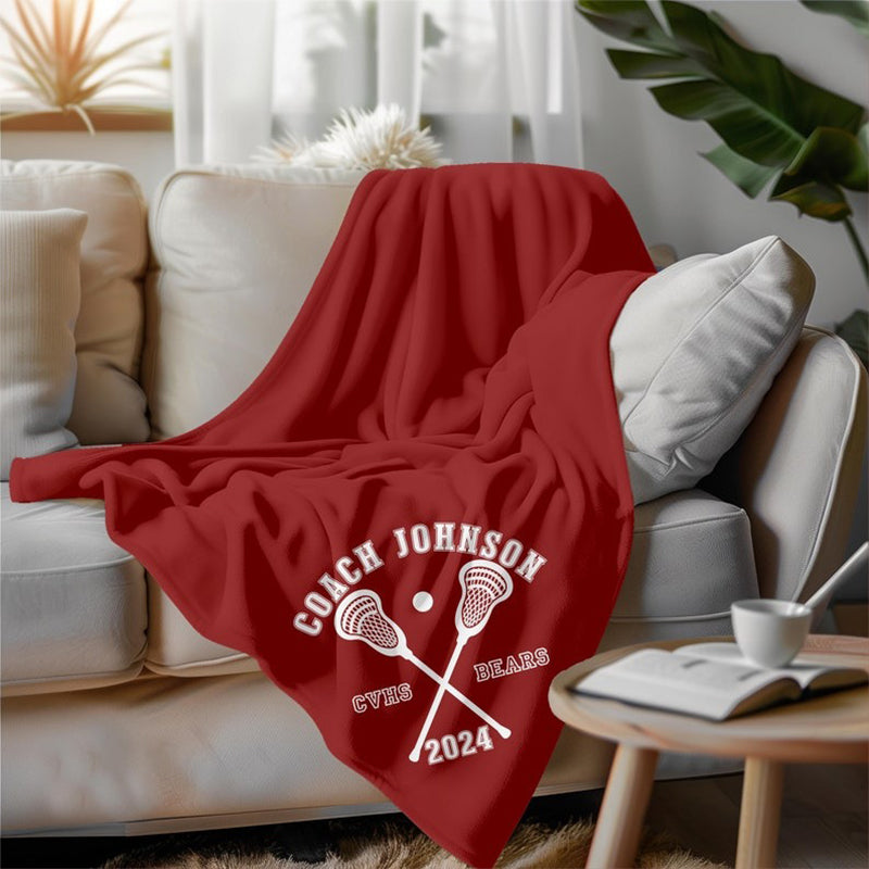 Personalized Football Lacrosse Volleyball Soccer Blanket Custom Soft Velveteen Plush Graduation Senior Gift