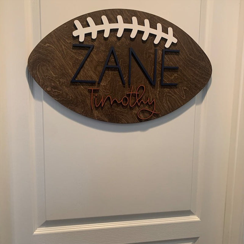 3D Custom Kids Room Decor, Football Wooden Name Sign